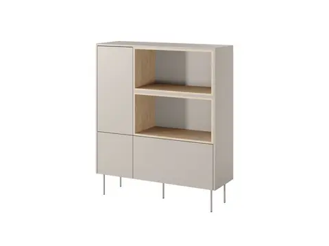 Buffet haut 2 portes 120 cm ATLAS avec niches beige