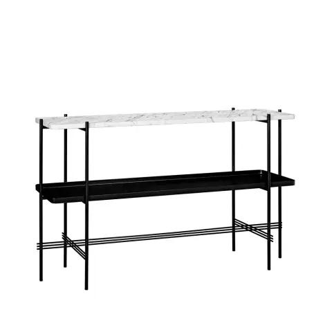 Table d’appoint TS Console white carrara marble, structure noire, avec plateau