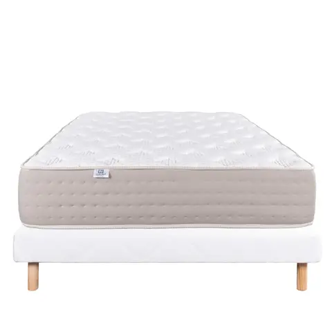 Ensemble literie ressorts ensachés 26 cm avec sommier bois massif blanc