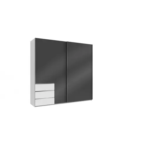 Armoire contemporaine portes coulissantes 250 cm blanc/verre gris Rotterdam I Blanc/verre gris — Blanc