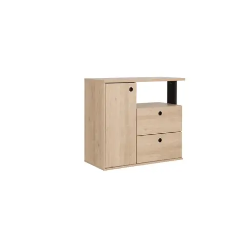 Commode enfant contemporaine chêne/noir Duplex Chêne/noir — Chêne