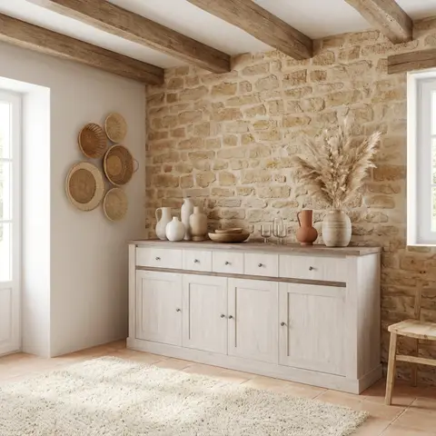 Buffet/bahut contemporain chêne blanc/marron Maxime Chêne blanc/marron — Chêne blanc