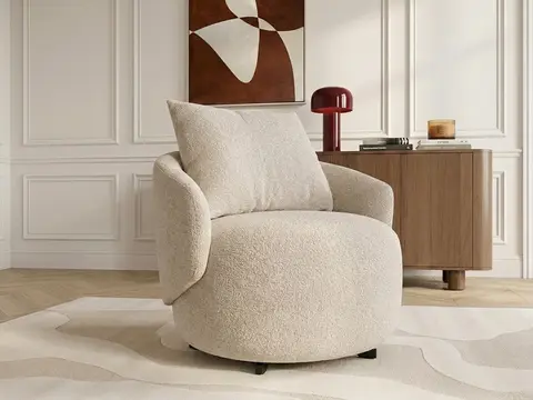 Fauteuil pivotant LEXIE chiné beige