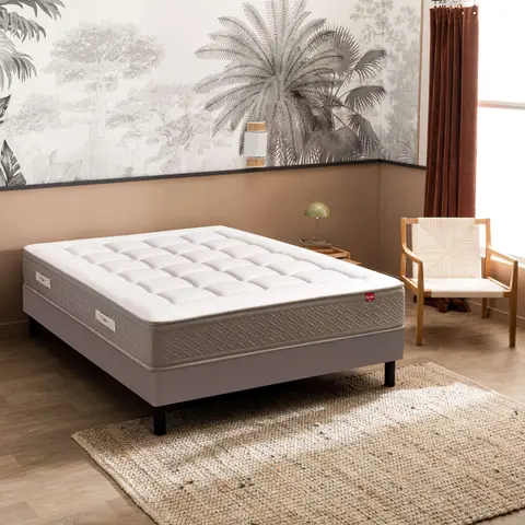 Ensemble sommier et matelas 70x190 cm ressorts ensachés mi-ferme Epeda Le Majestueux