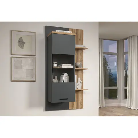 Rangement mural moderne anthracite/chêne Baggy