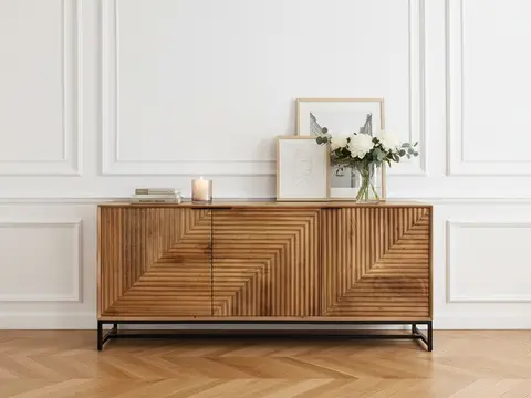 Buffet 3 portes 170 cm NAOMIE bois massif d'acacia