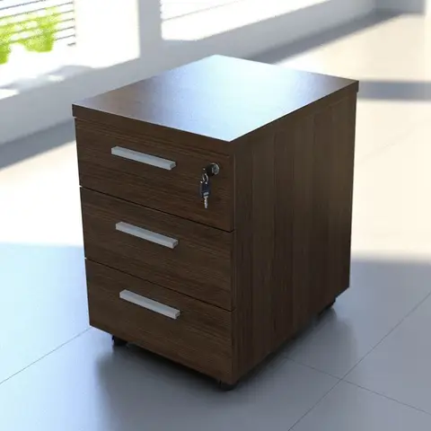 Caisson de bureau moderne coloris noyer Howard Noyer — Noyer