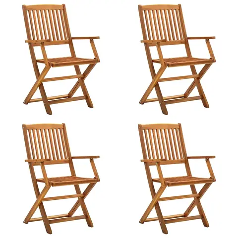 Lot de 4 chaises de jardin pliables en bois avec accoudoirs