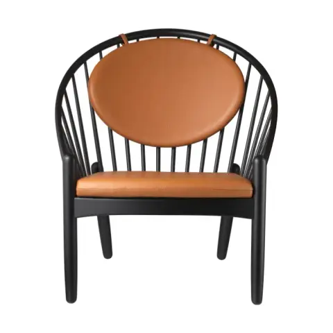 Chaise J166 Jørna Oak black painted-cognac leather