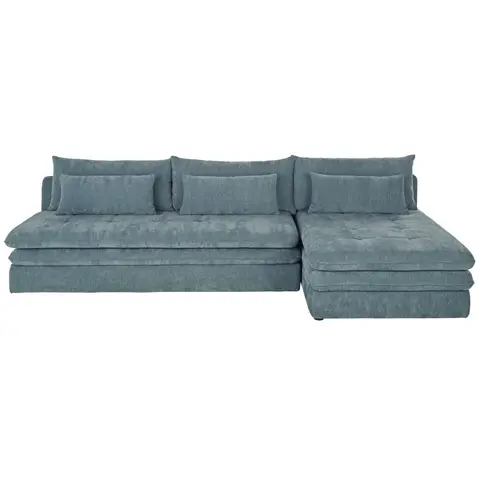 Canapé d'angle convertible 3/4 places en tissu recyclé bleu canard