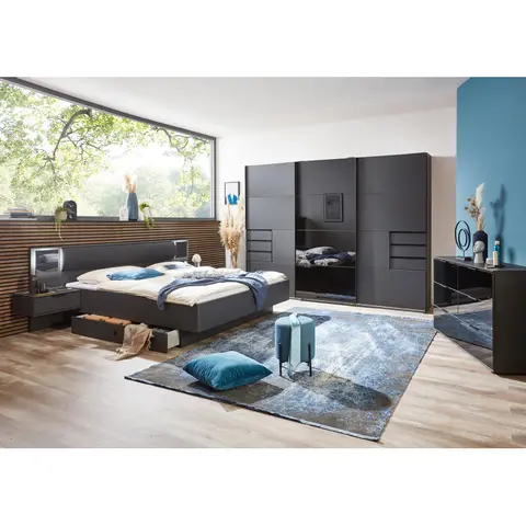 Chambre adulte moderne graphite Adriana Anthracite — Anthracite