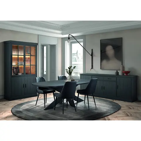 Salle à manger complète moderne noire Raphie Noir — Noir