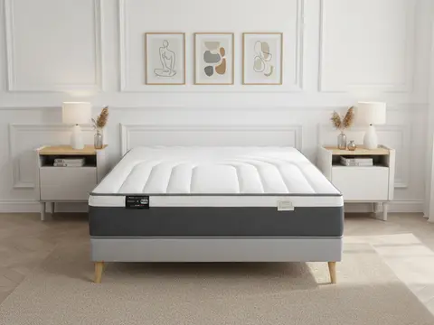 Ensemble matelas hybride ressorts ensachés et mousse à mémoire de forme EYLAU + sommier