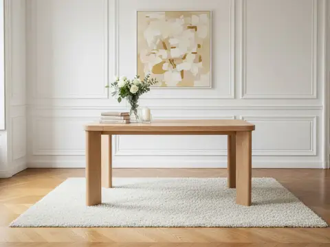 Table à manger extensible 150 à 210 cm LUMINY placage chêne massif chêne