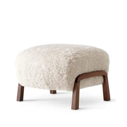 Repose-pieds Wulff ATD3 peau de mouton moonlight, pieds en noyer