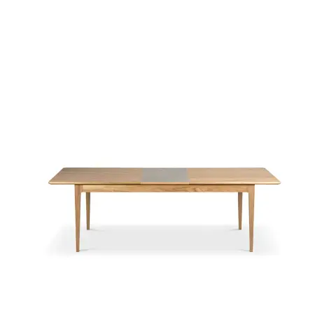 Table à manger Höllviken Chêne blanchi mat laqué, 1 rallonge, pierre calcaire Ø