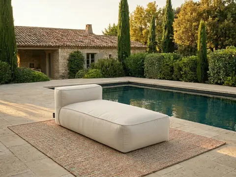 Méridienne sans accoudoir pour canapé de jardin modulable GIULIA avec bâche de protection beige