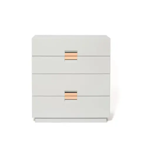 Commode Frame Medium light grey, cuir natural