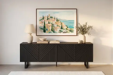 Selma - Meuble TV Noir 161 cm x 35 cm x 55 cm