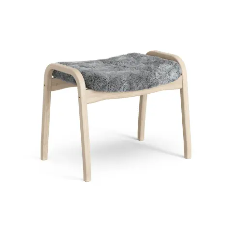 Repose-pieds Lamino chêne pigmenté blanc/peau de mouton Scandinavian Grey (gris)