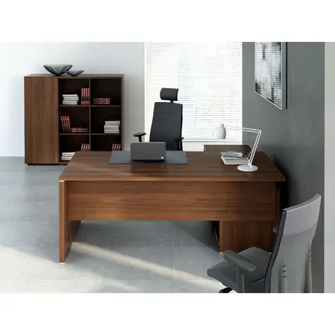 Bureau d'angle de direction moderne coloris noyer Howard Noyer — Noyer