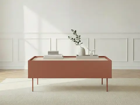 Table basse avec 2 tiroirs 120 cm ATLAS rouge
