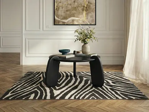 Table basse ronde 80 cm HELIO bois massif de manguier noir