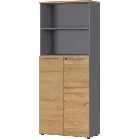 Armoire combinée de bureau contemporaine chêne/graphite Louisiane Chêne — Chêne