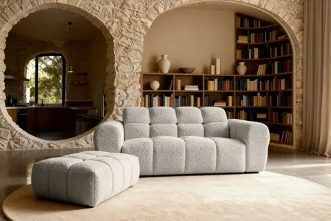 Canapé droit Duo Alexia 2pl Beige 176 cm x 95 cm x 70 cm