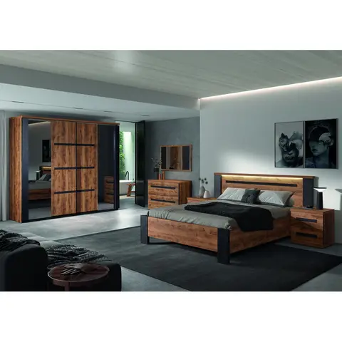 Chambre adulte style industriel marron foncé Octoline Marron foncé — Marron foncé