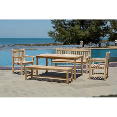 Salon de jardin en teck massif naturel Istanbul Naturel — Naturel