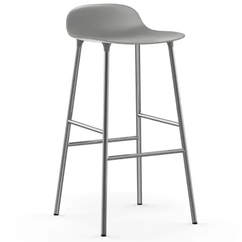 Chaise de bar Form pieds chromés Gris
