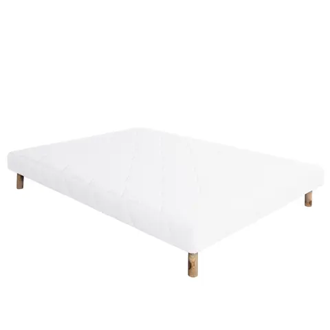 Sommier tapissier bois massif blanc avec pieds