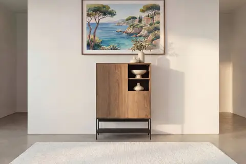 Tia - Commode Chêne clair 90 cm x 40 cm x 125 cm