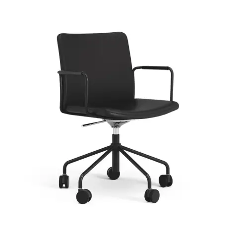 La chaise de bureau Stella peut être montée/abaissée par basculement cuir elmosoft 99999 noir, structure noire, inclinaison au dos