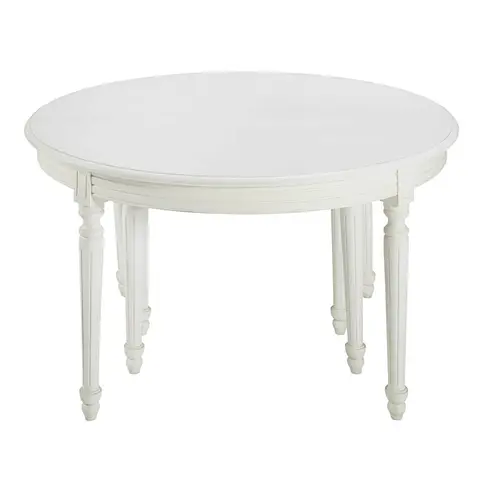 Table à manger ronde extensible 4 à 14 personnes en bouleau blanc L120/280