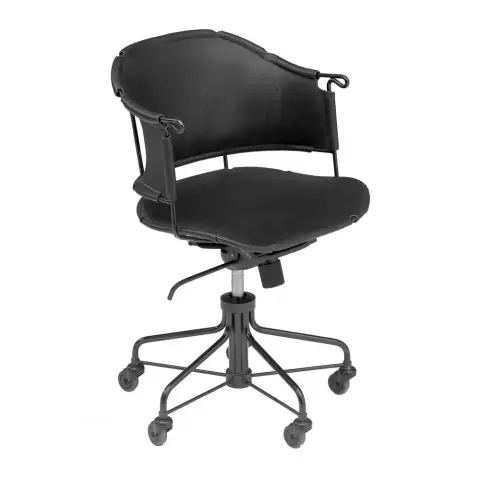 Chaise de bureau Sheriff Cuir Tärnsjö noir-piètement noir laqué