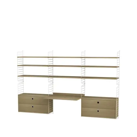 String bureau chêne et blanc - combinaison F