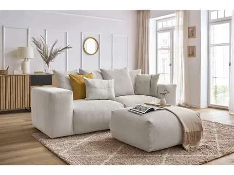Canapé droit modulable VOLTAIRE avec pouf beige