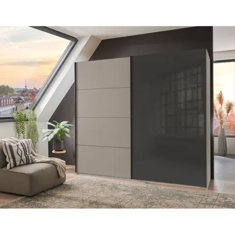 Armoire adulte portes coulissantes gris sahara/graphite Matilda Gris sahara/graphite — Gris sahara