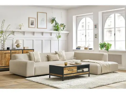 Canapé d'angle LAVENA velours beige
