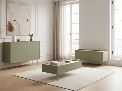 Ensemble ATLAS avec buffet 120 cm + meuble TV 120 cm + table basse 120 cm vert