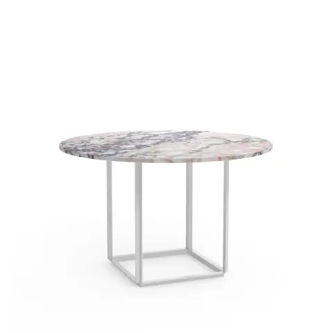 Table à manger ronde Florence white viola marble, ø , structure blanche