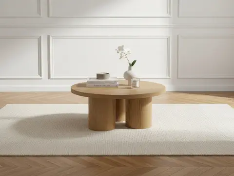 Table basse ronde D.100 cm AMANZA placage chêne massif