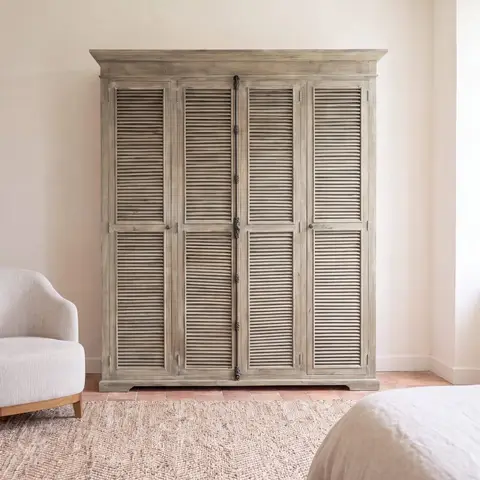 Armoire 4 portes effet vieilli, L190 cm