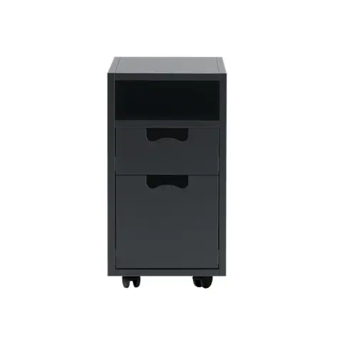 Table de chevet Snö G3 char grey, roues noires