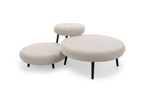 Lot de 3 poufs EDEN texturé beige