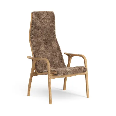 Fauteuil Lamino chêne huilé/peau de mouton Sahara (marron nougat)