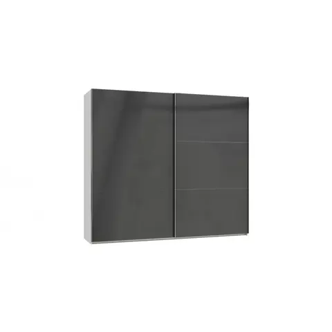 Armoire contemporaine portes coulissantes 200 cm blanc/verre gris Rotterdam Blanc/verre gris — Blanc