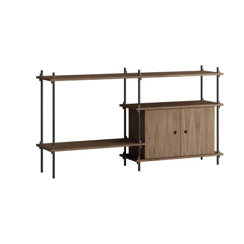 Étagère avec armoire Shelving System Chêne fumé-black,, S.85.2.C